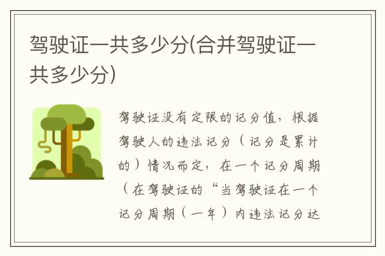 驾驶证一共多少分(合并驾驶证一共多少分)