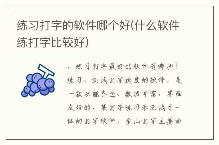 练习打字的软件哪个好(什么软件练打字比较好)