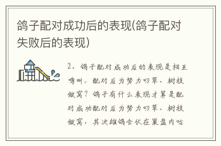 鸽子配对成功后的表现(鸽子配对失败后的表现)