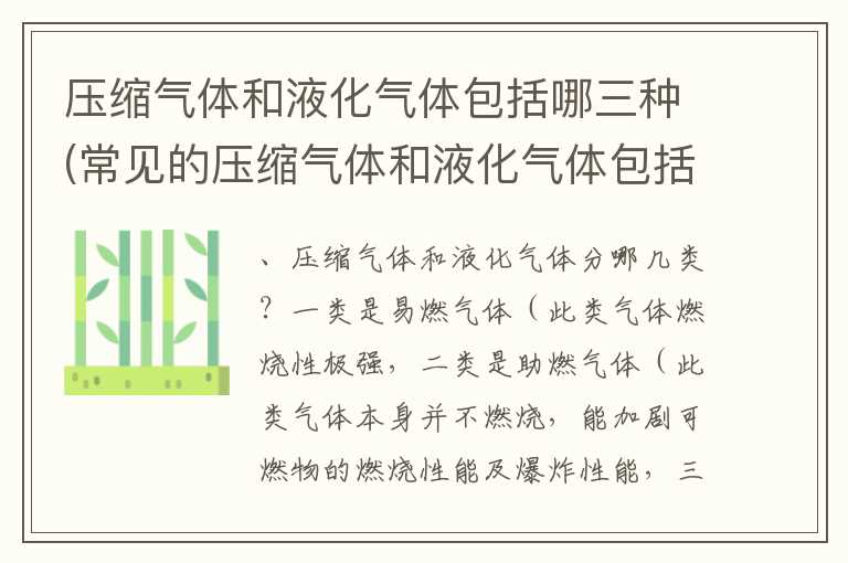压缩气体和液化气体包括哪三种(常见的压缩气体和液化气体包括哪些)