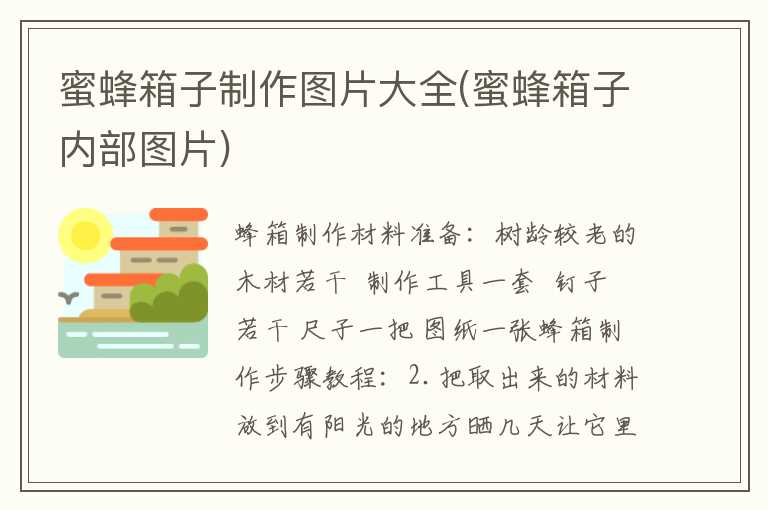 蜜蜂箱子制作图片大全(蜜蜂箱子内部图片)