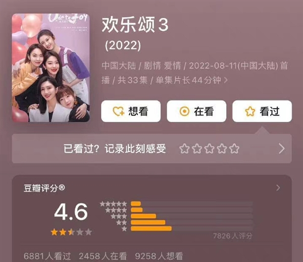 5位女主换一遍!《欢乐颂3》开播口碑翻车:豆瓣评分出炉 5位女主换一遍!《欢乐颂3》开播口碑翻车:豆瓣评分出炉