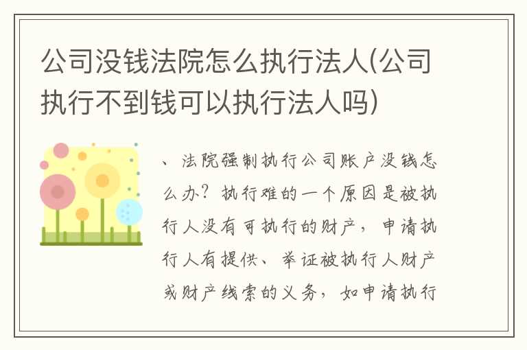 公司没钱法院怎么执行法人(公司执行不到钱可以执行法人吗)